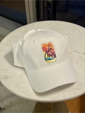 White Baseball Cap with Embroidered Detail La Croix Can